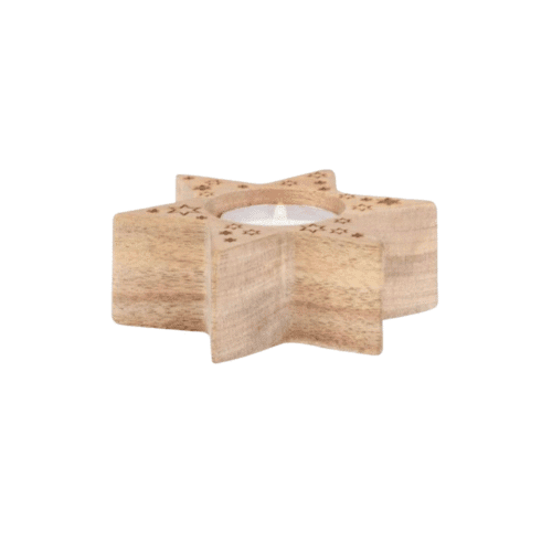 Petit photophore en bois en forme d'étoile Räder