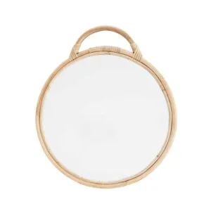 Miroir rond avec poignée en bambou Madam Stoltz