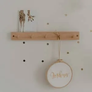 Patère en bois 5 crochets avec porte-cartes Eulenschnitt