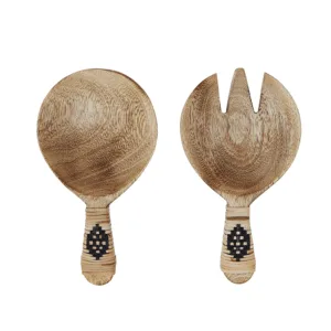 Couverts de service en bois et rotin Madam Stoltz