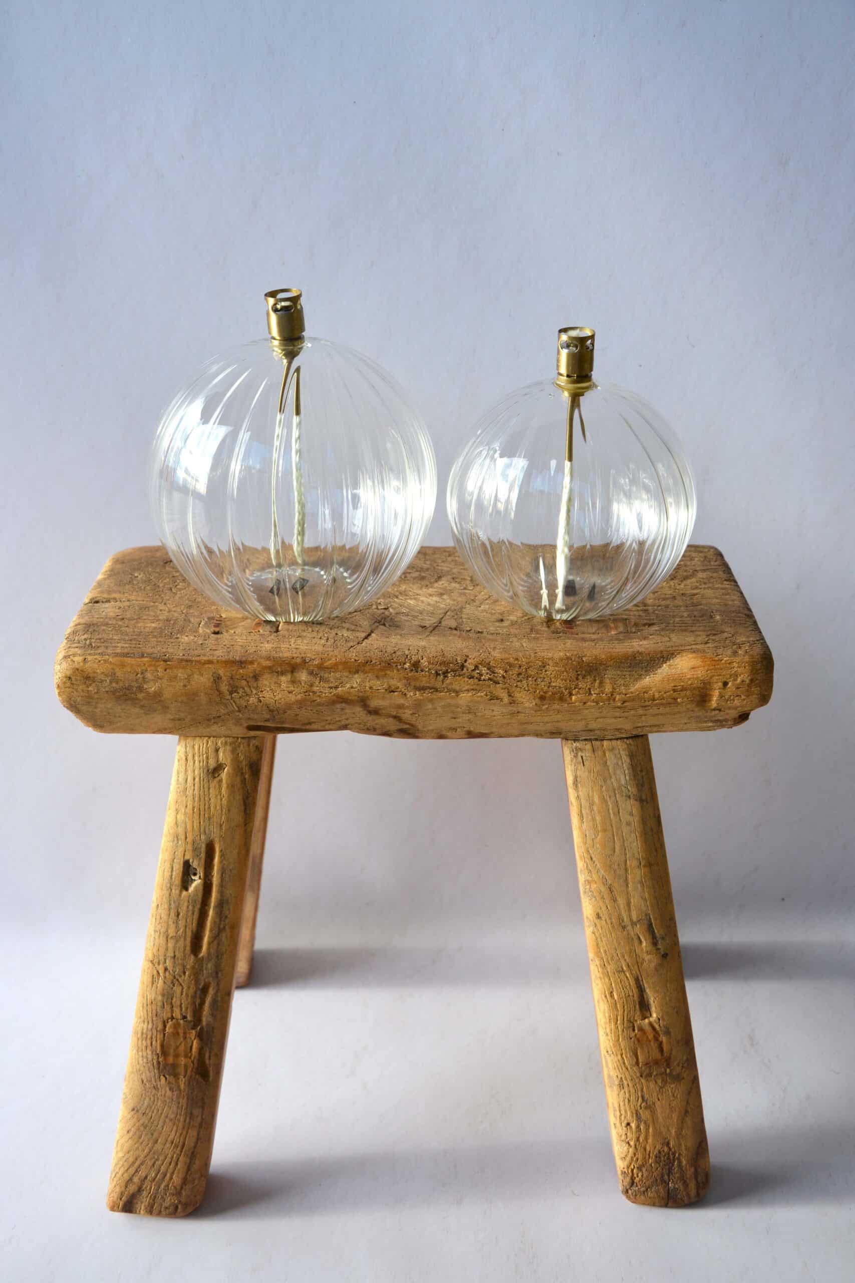 Lot de 3 Bougies/Lampes à Huile ronde en verre - La Maison Pernoise