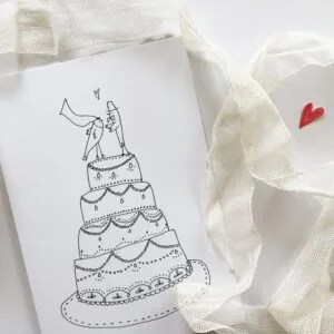 Carte illustrée pour mariage « Noces d’Oiseaux » Papillonnage