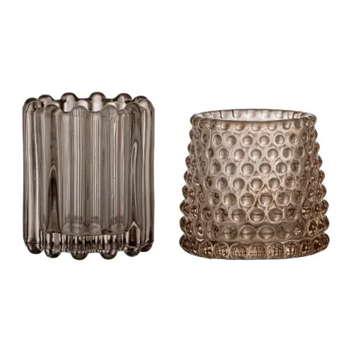 Lot de 2 photophores Rosslin en verre brun Bloomingville