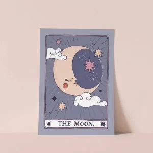 Affiche illustrée carte de tarot « The moon » format A4