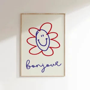 Affiche illustrée smiley « Bonjour » format A3