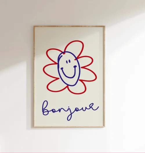 Affiche illustrée smiley "Bonjour" format A3