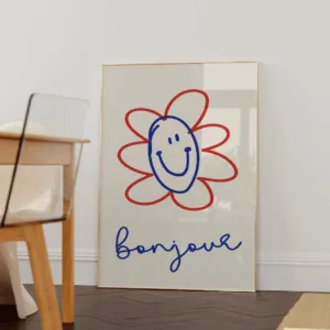 Affiche illustrée smiley « Bonjour » format A3