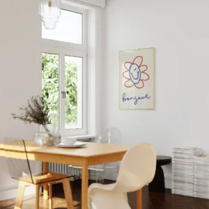 Affiche illustrée smiley « Bonjour » format A3