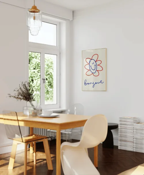 Affiche illustrée smiley "Bonjour" format A3 – Image 3