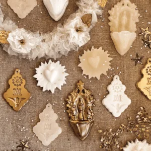 Ex voto en cire, coeur à suspendre – couleur or ou blanc