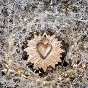 Ex voto en cire, coeur à suspendre – couleur or ou blanc
