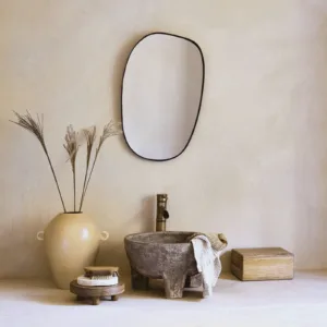 Miroir japandi forme organique cadre en aluminium noir