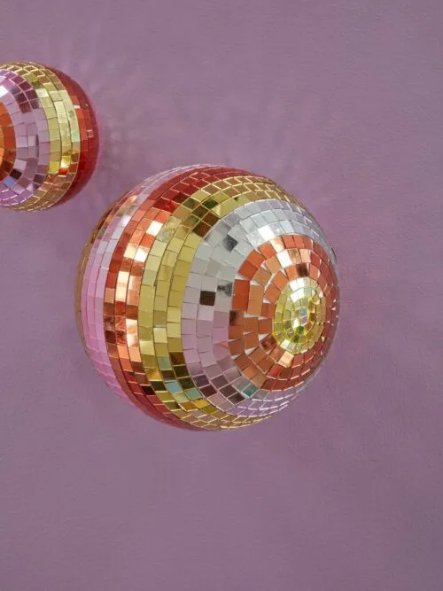 Boule à facettes rose et dorée - boule disco 15 cm