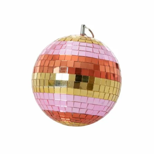Boule à facettes rose et dorée - boule disco 15 cm