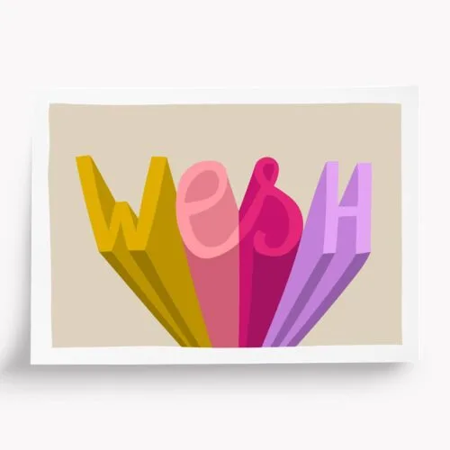 Affiche colorée à message "Wesh" A5
