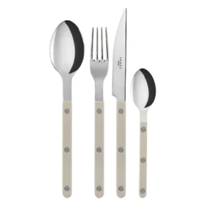 Set de 4 couverts de table, Collection Bistrot coloris Mastic