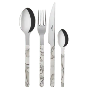 Set de 4 couverts de table, motif « Dune Ivoire »
