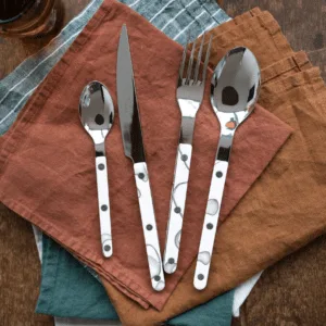 Set de 4 couverts de table, motif « Dune Ivoire »