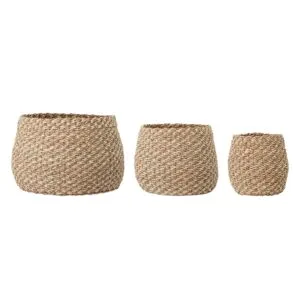 Panier rond en jonc de mer tressé « Malli » – 3 tailles au choix