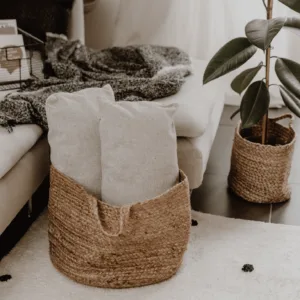 Panier de rangement en jute avec poignées – taille L