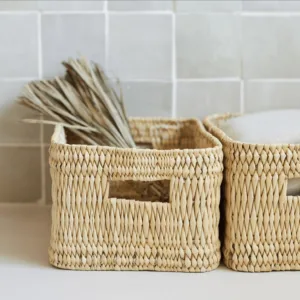 Caisse de rangement en paille