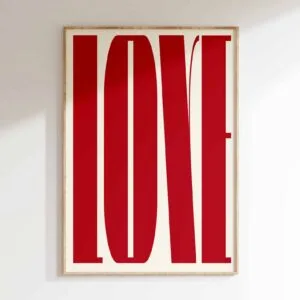 Affiche « Love » typographie rouge – A3