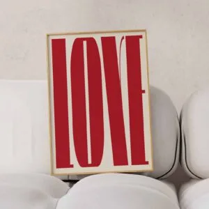 Affiche « Love » typographie rouge – A3
