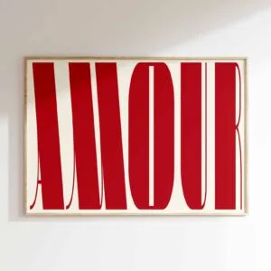 Affiche « Amour »  typographie rouge ou noir – A3 ou A4 | Twicy Store