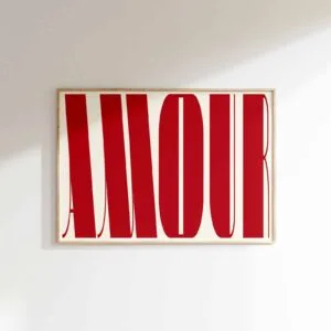 Affiche « Amour »  typographie rouge ou noir – A3 ou A4 | Twicy Store