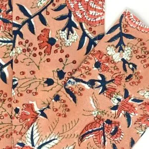 Set de 4 serviettes cocktail en coton imprimé fleuri – 2 coloris au choix
