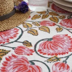 Nappe rectangle en coton imprimé « Paloma » – fabrication artisanale