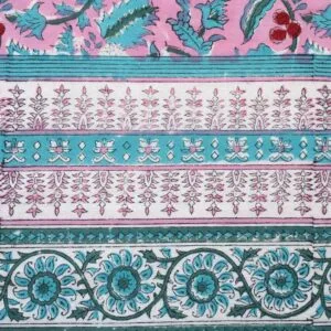 Nappe rectangle en coton imprimé « Rose India »