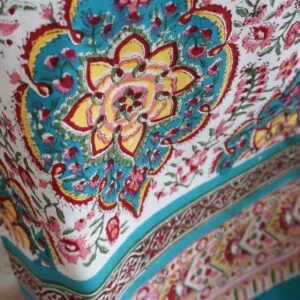 Nappe rectangle en coton imprimé « Holi » – fabrication artisanale