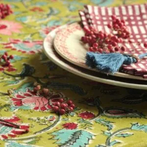 Nappe rectangle en coton imprimé « Olivia » – fabrication artisanale