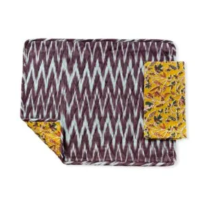 Ensemble set de table ikat « Ocre » réversible et serviette assortie
