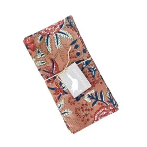 Set de 4 serviettes cocktail en coton imprimé fleuri – 2 coloris au choix