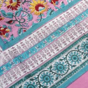 Nappe rectangle en coton imprimé « Rose India »