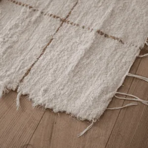 Tapis en coton tissé avec lignes camel « Jude IV » – 2 tailles disponibles