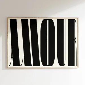 Affiche « Amour »  typographie rouge ou noir – A3 ou A4 | Twicy Store