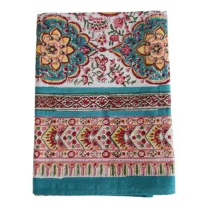 Nappe rectangle en coton imprimé « Holi » – fabrication artisanale