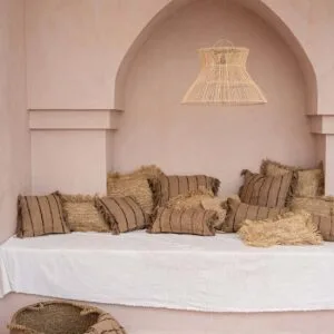 Housse de coussin rayée avec franges « Oh My Gee » – 30 x 50 cm