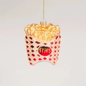 Boule de Noël « Cornet de frites » en verre
