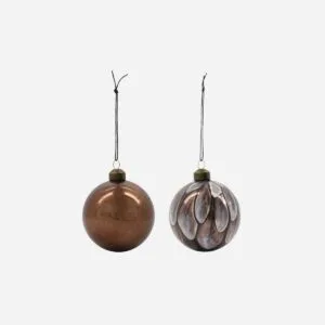 Lot de 2 ornements de Noël en verre brun « Runy » House Doctor