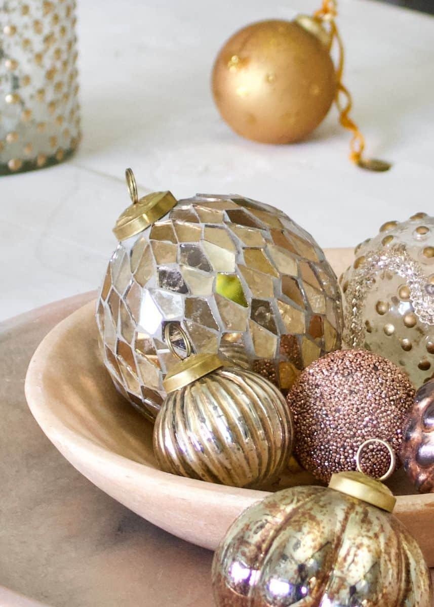 Boules Décoratives En Mosaïque Dorée FLAMEER - Lot De 3 Pour Centre De Table, Salon Ou événement