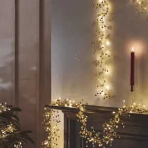 Guirlande lumineuse LED avec clochettes dorées