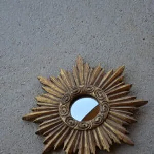 Petit miroir Soleil en bois sculpté