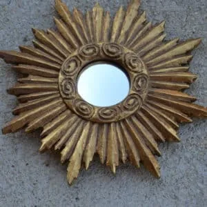 Petit miroir Soleil en bois sculpté