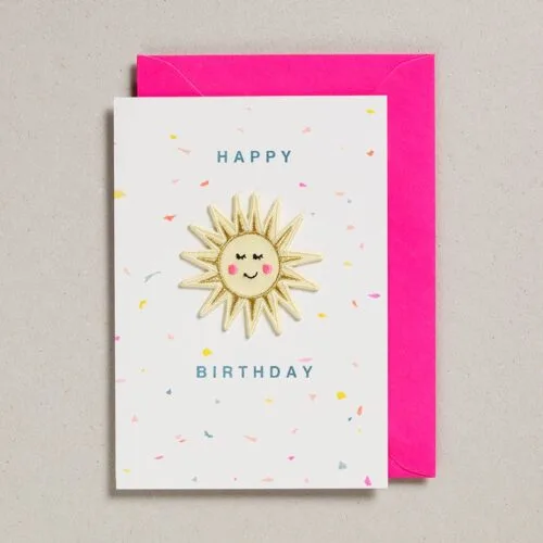 Carte "Happy Birthday" avec patch soleil détachable