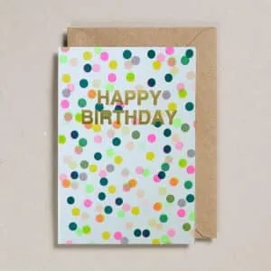 Carte « Happy Birthday » avec imprimé confettis