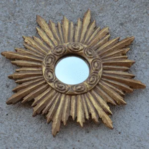 Petit miroir Soleil en bois sculpté